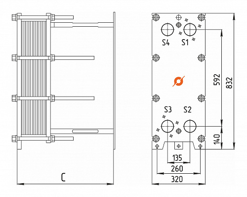 Теплообменник Сатурн (Ду 50) TX-14